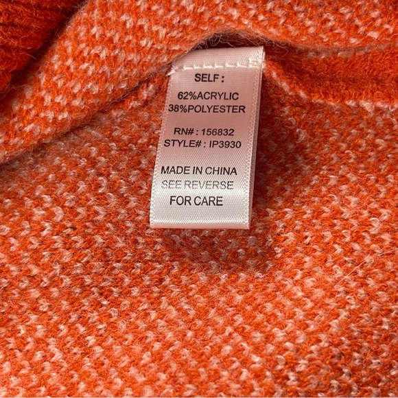 BiBi Women’s V-Neck Sweater in Orange and Cream Size L - Picture 10 of 10